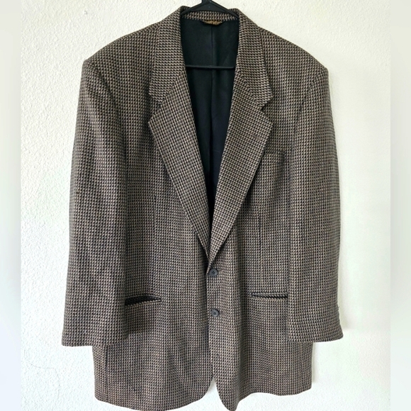 Nino Cerruti Sport Coat Jacket Mens Brown Black 2Buttons Long Sleeve Has holes - Picture 1 of 14